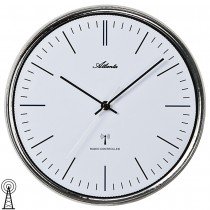 Wanduhr Funk Funkwanduhr analog silbern mit Glas