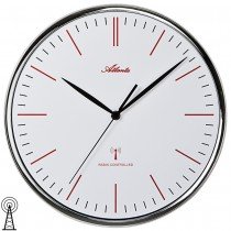 Wanduhr Funk Funkwanduhr analog silbern mit Glas