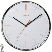 Wanduhr Funk Funkwanduhr analog silbern mit Glas