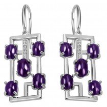 Ohrhänger Amethyst 925 Sterlingsilber 12 Zirkonia Ohrringe Silberohrringe