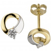Ohrstecker 333 Gelbgold bicolor 2 Zirkonia Ohrringe Goldohrringe