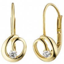 Ohrhänger 333 Gelbgold 2 Zirkonia Ohrringe Boutons Goldohrringe