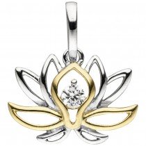 Anhänger Seerose 925 Sterlingsilber bicolor vergoldet 1 Zirkonia