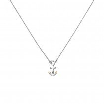 Collier Anker 925 Silber bicolor vergoldet 5 Zirkonia 45cm