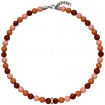 Collier Halskette SWAROVSKI® ELEMENTS und dunkelrote Kugeln 42cm