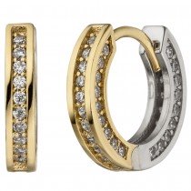 Creolen 333 Gelbgold Weißgold bicolor 56 Zirkonia Ohrringe