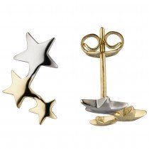 Ohrstecker Sterne 333 Gelbgold bicolor Ohrringe Goldohrringe