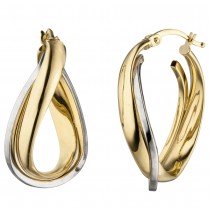 Creolen 585 Gelbgold bicolor Ohrringe Goldohrringe