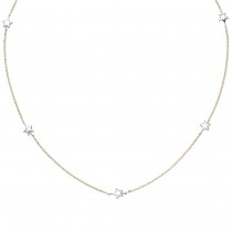 Collier Halskette Stern 375 Gelbgold Weißgold bicolor diamantiert 43cm