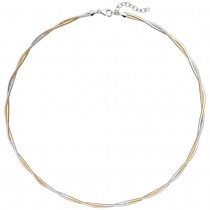 Collier Halskette 925 Sterlingsilber bicolor vergoldet 49cm Kette
