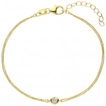 Armband 925 Sterlingsilber vergoldet 1 Zirkonia 19cm