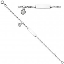 Schildband Fussball 925 Sterlingsilber 14cm Gravur ID Armband