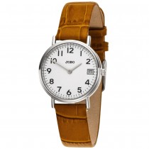 Damen Armbanduhr Quarz Analog Edelstahl Lederband braun Datum Damenuhr