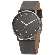 Herren Armbanduhr Quarz Analog Titan Lederband grau