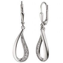 Ohrhänger Tropfen 925 Sterlingsilber 20 Zirkonia Ohrringe