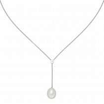 Collier 925 Sterlingsilber 1 Süßwasser Perle 1 Zirkonia 45cm Silberkette