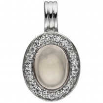 Anhänger Einhänger Oval 925 Sterlingsilber 1 Rosenquarz 22 Zirkonia