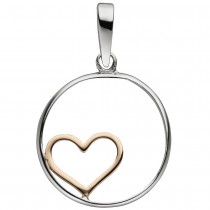 Anhänger Herz 925 Sterlingsilber bicolor vergoldet Herzanhänger