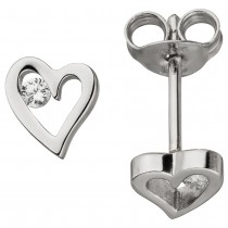 Ohrstecker Herz 925 Sterlingsilber 2 Zirkonia Ohrringe Silberohrringe