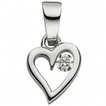 Anhänger Kleines Herz 925 Sterlingsilber 1 Zirkonia Herzanhänger