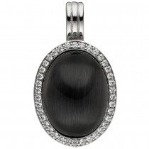 Anhänger Einhänger Oval 925 Sterlingsilber Mondstein-Imitation und 38 Zirkonia