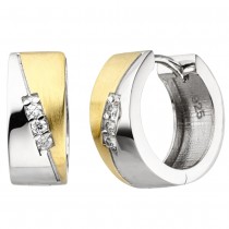 Creolen 925 Sterlingsilber bicolor vergoldet 6 Zirkonia Ohrringe