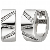 Creolen 925 Sterlingsilber 20 Zirkonia Ohrringe Silbercreolen Silberohrringe