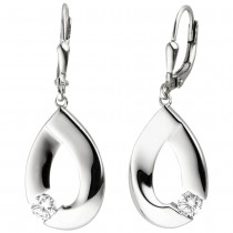 Ohrhänger Tropfen 925 Sterlingsilber 2 Zirkonia Ohrringe Boutons Silberohrringe