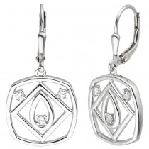 Ohrhänger 925 Sterlingsilber 6 Zirkonia Ohrringe Boutons Silberohrringe
