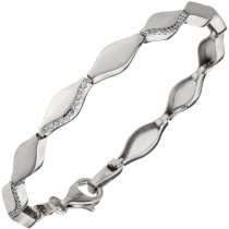 Armband 925 Sterlingsilber teil matt 55 Zirkonia 19cm Silberarmband