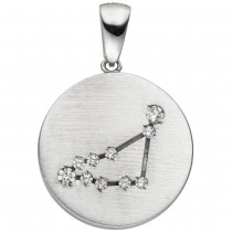 Anhänger Sternzeichen Steinbock 925 Sterlingsilber matt 10 Zirkonia Silbera