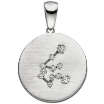 Anhänger Sternzeichen Wassermann 925 Sterlingsilber matt 11 Zirkonia Silber
