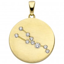 Anhänger Sternzeichen Stier 333 Gelbgold matt 9 Zirkonia Goldanhänger