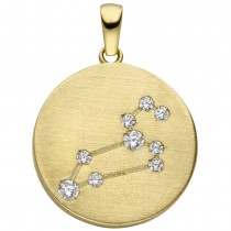 Anhänger Sternzeichen Löwe 333 Gelbgold matt 9 Zirkonia Goldanhänger