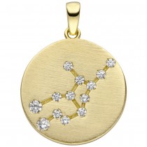 Anhänger Sternzeichen Jungfrau 333 Gelbgold matt 13 Zirkonia Goldanhäng