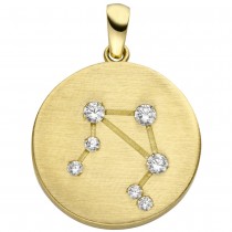 Anhänger Sternzeichen Waage 333 Gelbgold matt 7 Zirkonia Goldanhänger