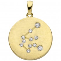 Anhänger Sternzeichen Wassermann 333 Gelbgold matt 11 Zirkonia Goldanhä