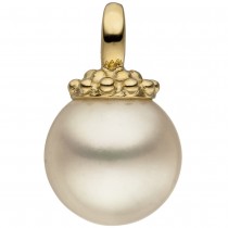 Anhänger 585 Gelbgold 1 Süßwasser Perle Perlenanhänger 2.1g