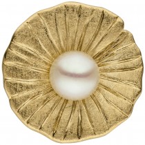 Anhänger 585 Gelbgold eismatt 1 Süßwasser Perle Perlenanhänger 3.3g