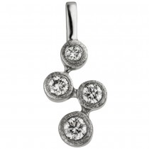 Anhänger 585 Weißgold eismatt 4 Diamanten Brillanten Diamantanhänger
