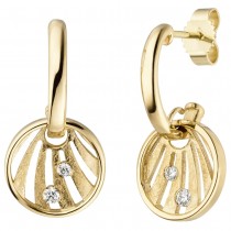 Ohrhänger 585 Gelbgold eismatt 4 Diamanten Brillanten Ohrringe