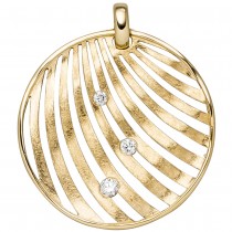 Anhänger 585 Gelbgold eismatt 3 Diamanten Brillanten Diamantanhänger