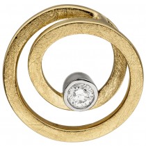 Anhänger 585 Gelbgold eismatt 1 Diamant Brillant Diamantanhänger 2.1g