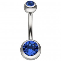 Bauchnabel Piercing Edelstahl mit SWAROVSKI® ELEMENTS blau