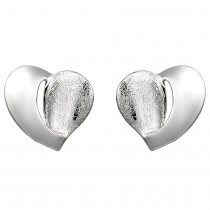 Ohrstecker Herz 925 Sterlingsilber eismatt Ohrringe Silberohrringe