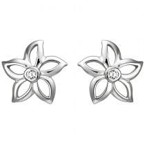 Ohrstecker Blume 925 Sterlingsilber 2 Zirkonia Ohrringe Silberohrringe