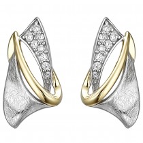 Ohrstecker 925 Sterlingsilber bicolor vergoldet eismatt 16 Zirkonia Ohrringe