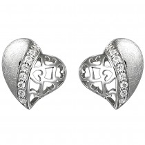 Ohrstecker Herz 925 Sterlingsilber eismatt 16 Zirkonia Ohrringe Silberohrringe