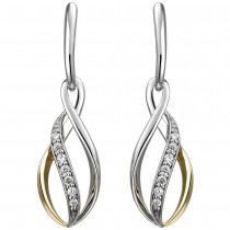 Ohrhänger 925 Sterlingsilber bicolor vergoldet 14 Zirkonia Ohrringe