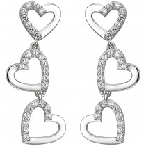 Ohrhänger Herzen 925 Silber 52 Zirkonia Ohrringe